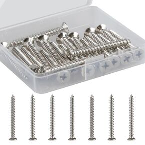 Self-Tapping Screws Stainless Steel Flathead Screws Cross Flat Head Tapping Wood Screws Set Assortment Set Wood Work for Wall Plates (M4 × 50 20PCS)