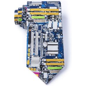 Navy Blue Motherboard III Microfiber Necktie Tie Neckwear in Kuwait