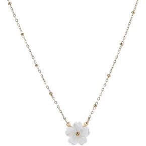 قلادة قلادة زهر الخوخ الأبيض للنساء زهرة الأقحوان الصغيرة اللذيذة والخرز الذهبي المكدس قلادات قلادة مطلية بالذهب عيار 14 قيراط مشبك ورق متعدد الطبقات قابل للتعديل سلسلة قلادة عصرية لطيفة مجوهرات صغيرة هدايا عيد ميلاد للفتيات in Kuwait