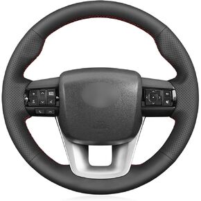 MEWANT Car Steering Wheel Cover for Toyota Hilux/Fortuner Hand Stitch Leather Car Steering Wrap
