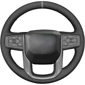 MEWANT Hand Stitch Car Steering Wheel Protector Wrap Cover for GMC Sierra 1500 2019-2023 / Sierra 1500 Limited 2022 / Sierra 2500 2020-2024 / Sierra 3500 2020-2024 / Yukon (XL) 2021-2023 Accessories