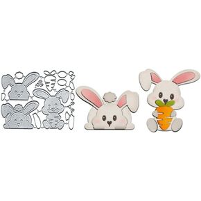 Easter Bunny Metal Die Cuts, 2Pcs/set Bunnys Carrot Metal Cutting Dies Cut Stencils Card Paper Craft DIY Template Metal Cutting Dies Album Embossing Paper Dies for Card Making Scrapbooking