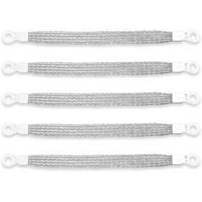 5 قطع 8 × 1/2 بوصة أشرطة أرضية مضفرة عالمية للسيارات، حزام أرضي لمحرك النحاس المعلب مع أطراف حلقات 1/4 بوصة in Kuwait