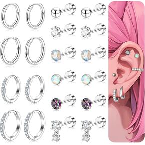 Flat Back Stud Earrings Surgical Stainless Steel Hypoallergenic Flatback Earrings for Women