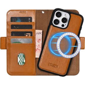 Wallet Case Compatible for iPhone 15 Pro Max 6.7 inch Case, Detachable Flip Folio Cover with RFID Blocking 4 Card Slots Holder (Black)…