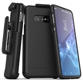 Encased Ultra-Slim Belt Case for Samsung Galaxy S10e - SlimShield Series Hard Cover w/Holster Clip (Matte Black)