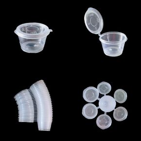 MIUPOO Plastic Souffle Cups,Disposable Clear Leak Proof Sauce Cup With Hinged Lid,Used for Various Sauces,Food Samples,Storage Crafts,1 OZ,100 Pieces