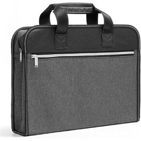 Document Bag, Portable Briefcase with Pocket, Oxford Laptop Bag with Handle, Waterproof File Bag for School Office Business, Storage Bag for Document File Laptop，14.96*14.41*3.54in (Grey)