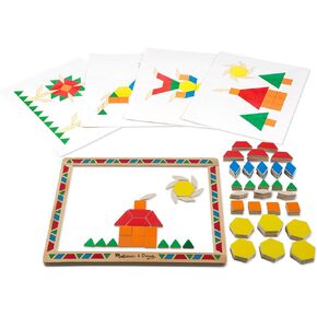 Melissa & Doug Deluxe Wooden Magnetic Pattern Blocks Set - Educational Toy With 120 Magnets and Carrying Case, Multi-color, 1 EA
