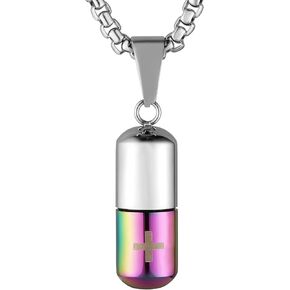 Urn Necklace for Ashes,Keepsake Cremation Jewelry for Human,Capsule Pill Necklace for Ashes