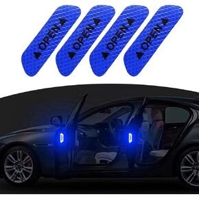 4 PCS Car Door Reflective Sticker, 3.74" x 0.98" Open Safety Warning Anti-Collision Strips, PET Waterproof Sun-Resistant Adhesive Installation Trim Decals, Universal for Cars and Trucks (Red)