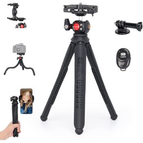 Koolehaoda Mini Tripod Stand, 3 in 1 Flexible Tripod for iPhone Camera, Octopus Tripod with 1/4'' Screw Hidden Phone Holder & Cold Shoe for GoPro Smartphone Small Digital Camera