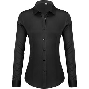 Women's Button Down Shirts Long Sleeve Dress Shirts Collared Fitted Work Office Blouse Tops Wrinkle Free