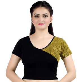 بلوزة Chandrakala للسيدات قابلة للتمدد مصنوعة من الساري الهندي العرقي، بلوزة قصيرة من Choli (B102-P) in Kuwait