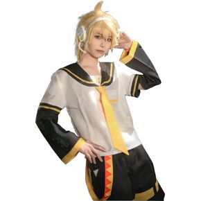 Kagamine Rin Cosplay Kagamine Len Cosplay Halloween Full Set Of Uniforms with Wigs For Men and Women
