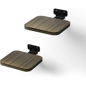 Rimous Wall Shelf Speaker Stand for Bluetooth Speaker, Soundbar, Webcam, Cell Phone, Mesh Router, DVD Players, Adjustable Display Shelf Wooden Floating Wall Shelves with Hardware Kit, Set of 2