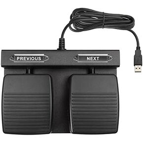ECS PowerPoint Double Foot Pedal, USB Computer Page Turner, Hands-Free Slide Turning Control Equipment, Plug and Play, 8ft Cable