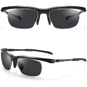 Small Sports Sunglasses Polarized UV Protection for Men, Idea for Driving, Runing, Golf- Al-Mg Metal Frame