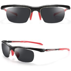 Small Sports Sunglasses Polarized UV Protection for Men, Idea for Driving, Runing, Golf- Al-Mg Metal Frame