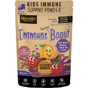 Kids Immune Support Powder - Immune Boost with Vitamin C A + E, Magnesium & Probiotics for with 9 Superberries - Berry Taste Immunity Gummies Alternative 3.52oz (100g)