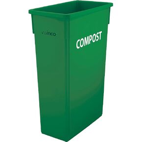 Winco PTC-23GRC Slim Trash Can, 23 Gallon, Green