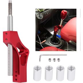 Qiilu Adjustable Shift Extension Shifter Knob with Adapters Stainless Steel Height Lever Extension Gear Shifter Extender Kit for Manual Shift Knob