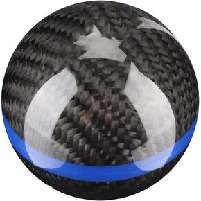 Tbest Gear Shift Head,Car Universal Manual Carbon Fiber Knob Gear Shift Head 6 Speed Black with Blue Line(Black Blue line)