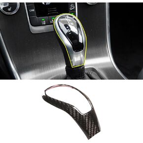 Fit for Volvo XC60 XC90 S60 V60 S90 V90 Real Carbon Fiber Center Console Shift Knob Head Trim Cover Car Interior Decoration (Style A Black)