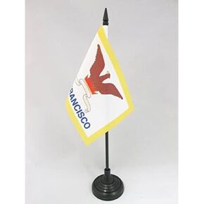 AZ FLAG San Francisco Table Flag 4'' x 6'' - San Francisco City - California Desk Flag 15 x 10 cm - Black Plastic Stick and Base