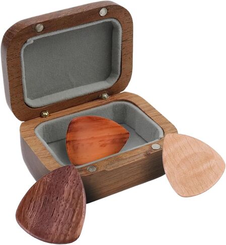 1Pack Mini Wooden Guitar Pick Case, Small Jewelry Box, Box Storage for Guitar Picks/Jewelry/Contact lens in Saudi Arabia