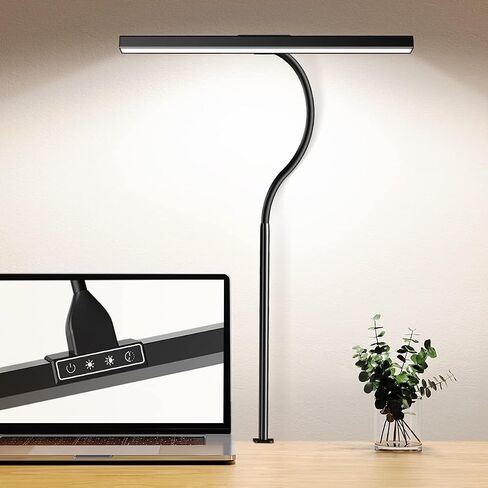 LED Desk Lamp with Clamp, Bravzurg 30.7in 24W Dual Light Source Table Lamps for Home Office with Light Sensor Function, 5 Modes and Dimmable, Eye Protection Clip Light for Study Monitor Studio Reading in Saudi Arabia