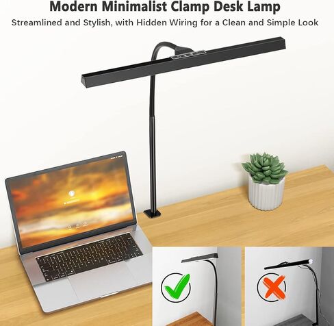 LED Desk Lamp with Clamp, Bravzurg 30.7in 24W Dual Light Source Table Lamps for Home Office with Light Sensor Function, 5 Modes and Dimmable, Eye Protection Clip Light for Study Monitor Studio Reading in Saudi Arabia