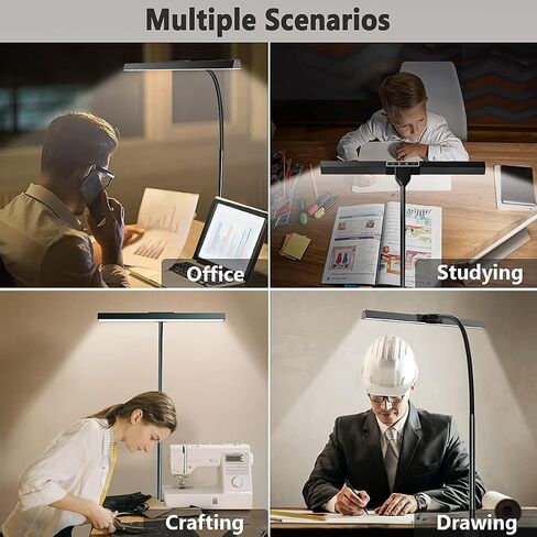 LED Desk Lamp with Clamp, Bravzurg 30.7in 24W Dual Light Source Table Lamps for Home Office with Light Sensor Function, 5 Modes and Dimmable, Eye Protection Clip Light for Study Monitor Studio Reading in Saudi Arabia