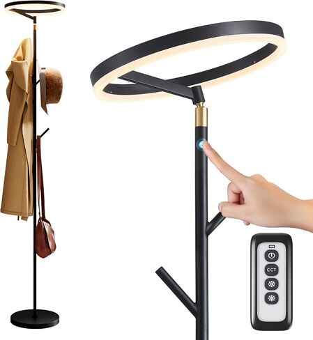 Innovative Floor Lamp, Floor Lamps for Living Room with Coat Rack, Floor Lamps with Stepless Adjust Color Temperatures & Brightness, Remote Control and Touch Control in Saudi Arabia