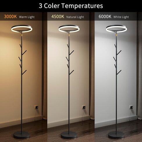 Innovative Floor Lamp, Floor Lamps for Living Room with Coat Rack, Floor Lamps with Stepless Adjust Color Temperatures & Brightness, Remote Control and Touch Control in Saudi Arabia
