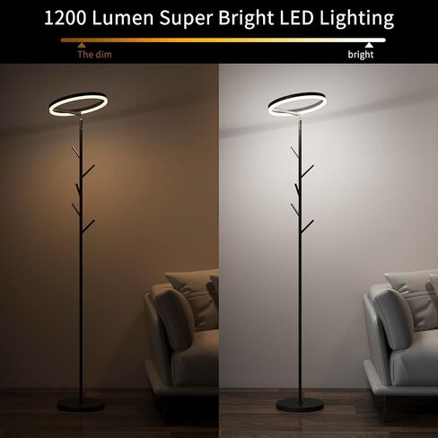 Innovative Floor Lamp, Floor Lamps for Living Room with Coat Rack, Floor Lamps with Stepless Adjust Color Temperatures & Brightness, Remote Control and Touch Control in Saudi Arabia