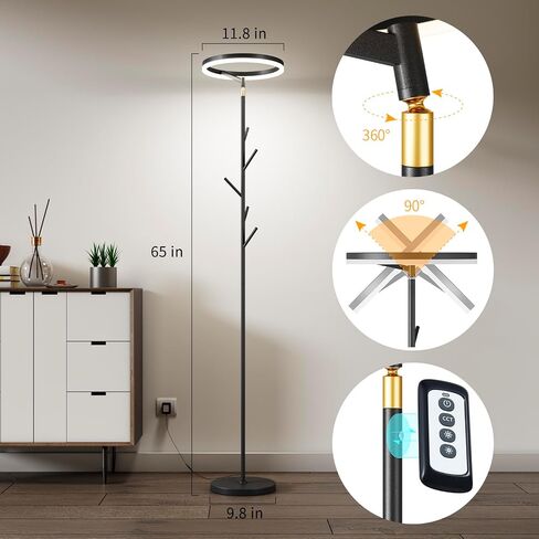 Innovative Floor Lamp, Floor Lamps for Living Room with Coat Rack, Floor Lamps with Stepless Adjust Color Temperatures & Brightness, Remote Control and Touch Control in Saudi Arabia
