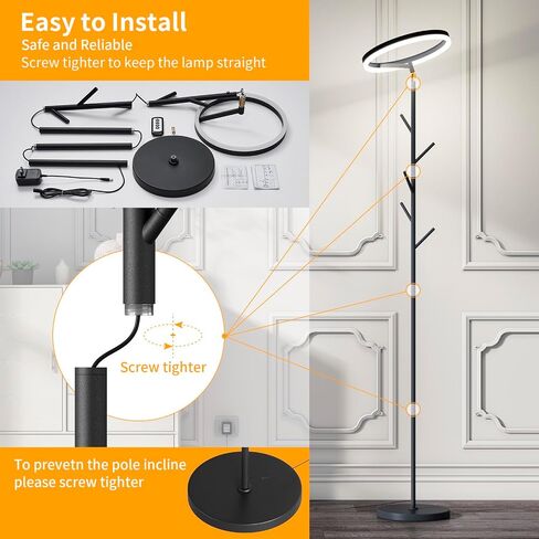Innovative Floor Lamp, Floor Lamps for Living Room with Coat Rack, Floor Lamps with Stepless Adjust Color Temperatures & Brightness, Remote Control and Touch Control in Saudi Arabia