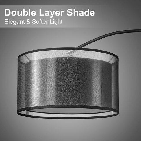 73" H Arc Floor Lamp with Remote Control, E26 40Watts LED Bulb, Stepless Color Temperature & Brightness Control, 30/60Mins Timer Function, Adjustable Height & Width for Living Room(Black) in Saudi Arabia