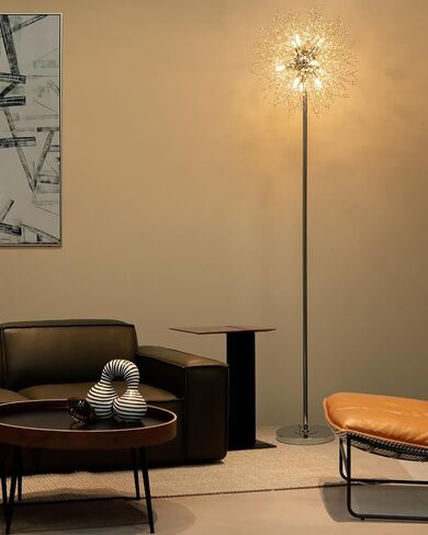 SineRise Modern Crystal Floor Lamp (6-Light, 70-Inch, Gold), Standing Lamp with Footswitch, LED Floor Lamp for Living Room, Girls Room, Bedroom, Dresser, Office (Bulbs NOT Included) in Saudi Arabia