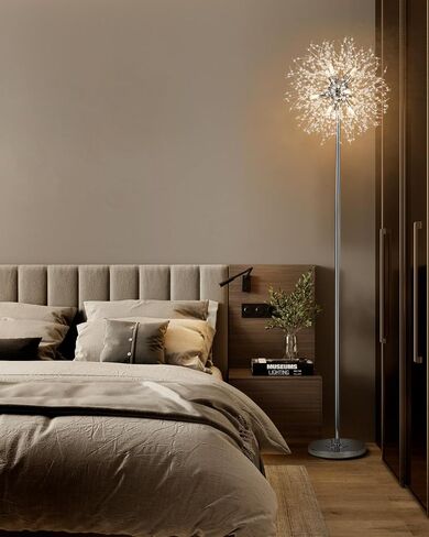 SineRise Modern Crystal Floor Lamp (6-Light, 70-Inch, Gold), Standing Lamp with Footswitch, LED Floor Lamp for Living Room, Girls Room, Bedroom, Dresser, Office (Bulbs NOT Included) in Saudi Arabia