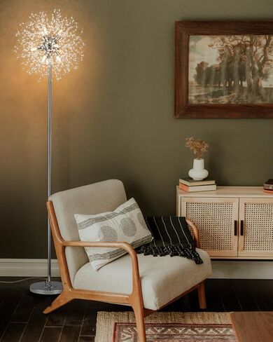 SineRise Modern Crystal Floor Lamp (6-Light, 70-Inch, Gold), Standing Lamp with Footswitch, LED Floor Lamp for Living Room, Girls Room, Bedroom, Dresser, Office (Bulbs NOT Included) in Saudi Arabia