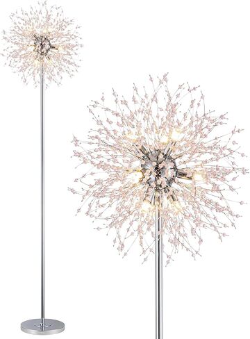 SineRise Modern Crystal Floor Lamp (6-Light, 70-Inch, Gold), Standing Lamp with Footswitch, LED Floor Lamp for Living Room, Girls Room, Bedroom, Dresser, Office (Bulbs NOT Included) in Saudi Arabia