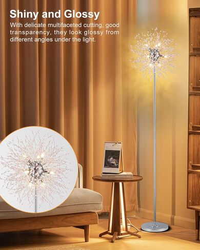 SineRise Modern Crystal Floor Lamp (6-Light, 70-Inch, Gold), Standing Lamp with Footswitch, LED Floor Lamp for Living Room, Girls Room, Bedroom, Dresser, Office (Bulbs NOT Included) in Saudi Arabia