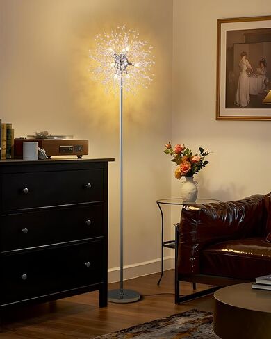 SineRise Modern Crystal Floor Lamp (6-Light, 70-Inch, Gold), Standing Lamp with Footswitch, LED Floor Lamp for Living Room, Girls Room, Bedroom, Dresser, Office (Bulbs NOT Included) in Saudi Arabia