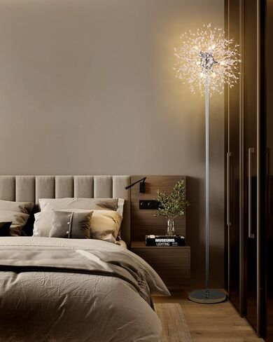 SineRise Modern Crystal Floor Lamp (6-Light, 70-Inch, Gold), Standing Lamp with Footswitch, LED Floor Lamp for Living Room, Girls Room, Bedroom, Dresser, Office (Bulbs NOT Included) in Saudi Arabia