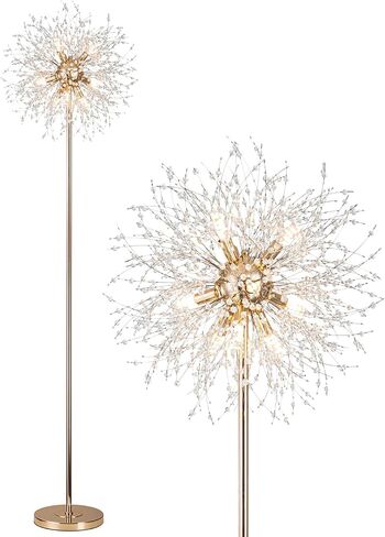 SineRise Modern Crystal Floor Lamp (6-Light, 70-Inch, Gold), Standing Lamp with Footswitch, LED Floor Lamp for Living Room, Girls Room, Bedroom, Dresser, Office (Bulbs NOT Included) in Saudi Arabia
