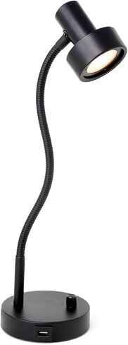 O’Bright Dimmable LED Desk Lamp with USB Charging Port (5V/2A), Full Range Dimming LED, Table Lamp with USB Charger, Flexible Gooseneck, Office Desk Lamp/Bedside Lamp, Vintage Design (Black) in Kuwait