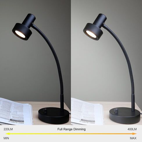 O’Bright Dimmable LED Desk Lamp with USB Charging Port (5V/2A), Full Range Dimming LED, Table Lamp with USB Charger, Flexible Gooseneck, Office Desk Lamp/Bedside Lamp, Vintage Design (Black) in Kuwait