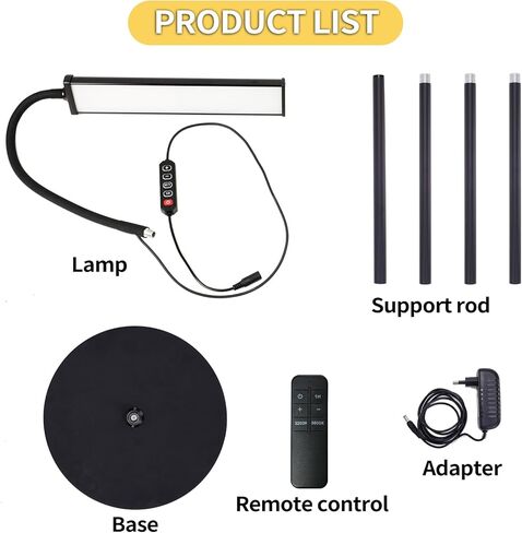 TwoWin Led Floor Lamp for Eyelash Extension Living Room Bedroom Office Salon, Adjustable Goose Neck Tall Corner Lamp Led Light Dimmable Bright Flexible Reading Floor Lamp with Romote Control in Kuwait